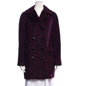 Coach Jacket/Coat/Peacoat Red Purple Black Animal Print Leopard